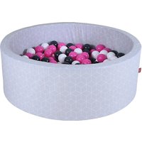 Foto von "Bällebad soft - ""Geo cube grey"" - 300 balls creme/grey/rose" grau