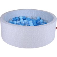 Foto von "Bällebad soft - ""Geo cube grey"" - 300 balls soft blue/blue/transparent" grau