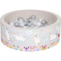 Foto von "Bällebad soft - ""Unicorn grey"" - 150 balls grey/white/transparent"