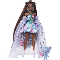 Foto von Barbie Extra Fancy Puppe im lila Kleid mit Teddymuster mehrfarbig