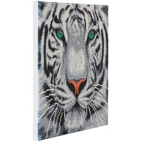 Foto von Crystal Art Kit auf Holzrahmen-Leinwand - Weißer Tiger