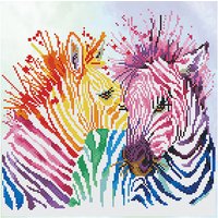 Foto von "DIAMOND DOTZ® Original Diamond Painting ""Rainbow Zebras“ 40 x 40 cm ab 8 Jahren (DD8.005)"