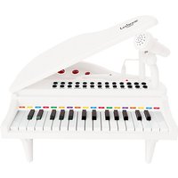 Foto von Elektronisches Mini-Flügel Piano mit Mikrofon und leuchtenden Tasten weiß