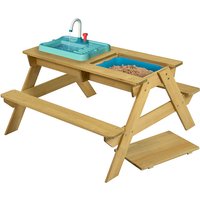 Foto von Holz Kinder Picknicktisch mit Waschbecken natur