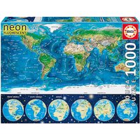 Foto von Nachtleucht-Puzzle Neon-Weltkarte
