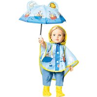 Foto von Puppen-Regencape mit Puppenschirm und Regenstiefeln