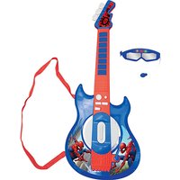 Foto von Spider-Man E-Gitarre mit Lichteffekten und Mikrofon (Headset) blau/rot