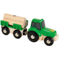Foto von Traktor mit Holz-Anhänger bunt